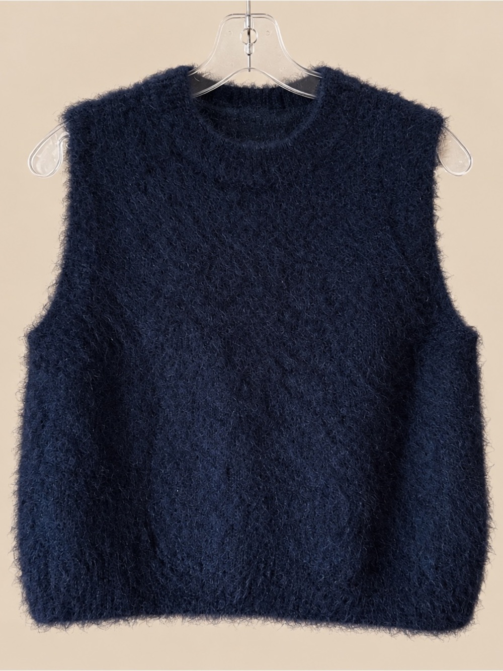Minimalist Quiet Luxury Navy Alpaca Mohair Vest M